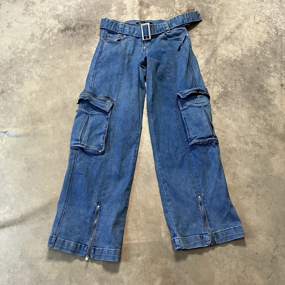 Frankie and the‎ Studs F21 Jeans Womens Sz M Cargo Wide Leg Skater Retro Punk